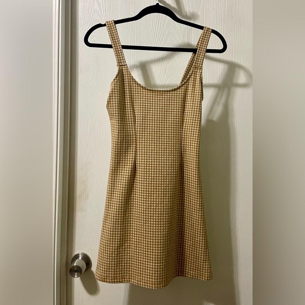 Forever 21 Tan Checkered Mini Dress